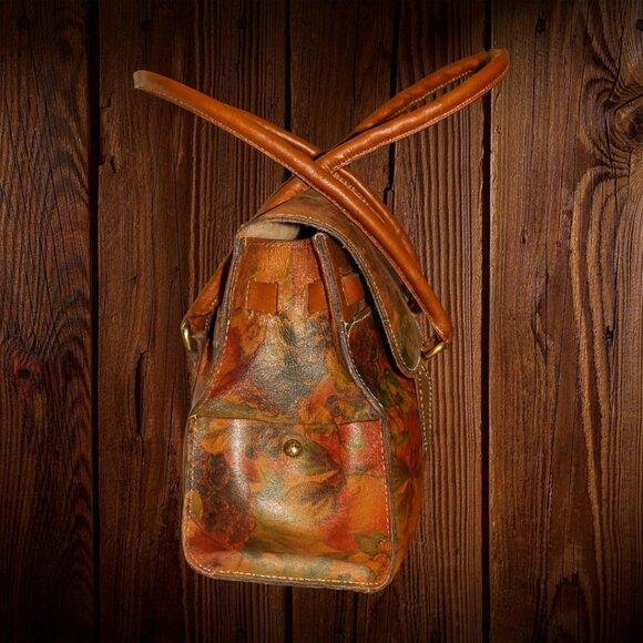 Patricia Nash Rare Fruit & Floral Leather Satchel – Hand-Painted Italian Leather - Picture 9 of 10